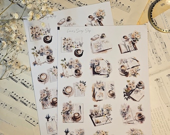 Spring Coffee Journaling, Sticker Sheet A5