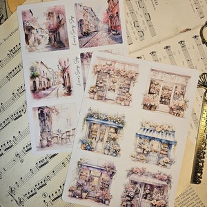 Le printemps en ville, planche d'autocollants | • Scrapbooking • Fabrication de cartes • Journalisation d'œuvres d'art • Créations papier • Journal de bordel