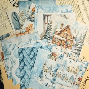 Papel de fondo acogedor para invierno, juego de 12 piezas, 120 g, para hacer álbumes de recortes, tarjetas, diarios artísticos, manualidades, diarios basura
