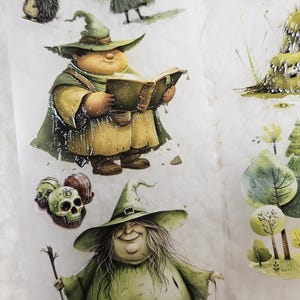 Trolls caprichosos, cinta adhesiva PET, tinta Crystal, 7 cm / Scrapbooking, tarjetas, Art Journaling, manualidades de papel, diario basura