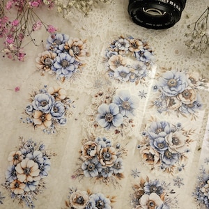 Frosty Flowers, kristallen inkt, PET-TAPE, 6,5 breed |  Scrapbooking Kaarten maken Artjournaling Paper Craft Junk Journal