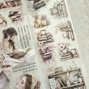 Dreamy Cottage Book Lover, kristallen inkt, PET-TAPE, 7 cm breed |  Scrapbooking Kaarten maken Artjournaling Paper Craft Junk Journal