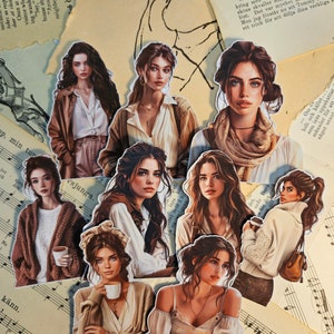 Set di 9 adesivi Brown Girls / • Scrapbooking • Creazione di biglietti • Art Journaling • Artigianato di carta • Junk Journal