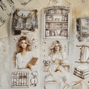 Bibliothèque, RUBAN EN PET, encre cristal, 7 cm|  Scrapbooking Fabrication de cartes Journal d'art Bullet Journal pour créations artisanales en papier