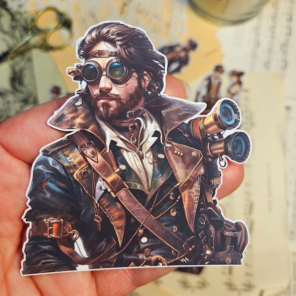 STEAMPUNK  SERIE: Steampunk Men & Couples Set of 9 Stickers | • Scrapbooking • Card Making • Art Journaling • Paper Craft • Junk Journal