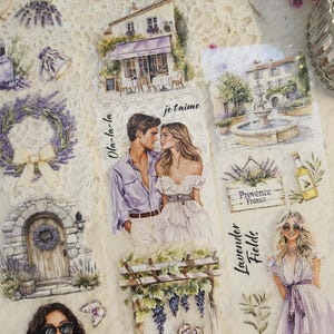 Campi di Lavanda, Inchiostro Cristallo, Nastro Adesivo in PET, 7 cm di larghezza / Scrapbooking, Card Making, Art Journaling, Paper Craft, Junk Journal