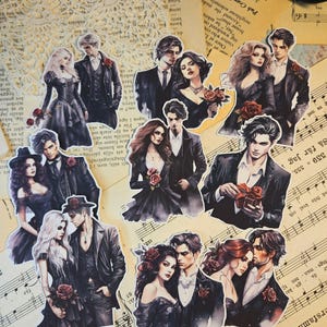 GOTHIC SERIE: Gothic Paare Set mit 9 Aufklebern |  Scrapbooking Kartenherstellung Art Journaling Papier Handwerk Junk Journal