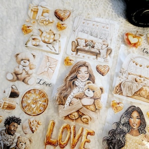 Caramel Hugs, Haustier Klebeband, Crystal Ink, 7 cm breit |  Scrapbooking Kartenherstellung Art Journaling Papier Handwerk Junk Journal