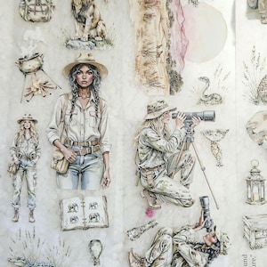 Safari, Crystal Ink, cinta de PET, 7 cm de ancho / Scrapbooking, tarjetas, Art Journaling, papel, manualidades, diario basura