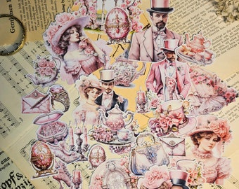 VINTAGE SERIE: Pink Victorian Stickers Bundle| • Scrapbooking • Card Making • Art Journaling • Paper Craft • Junk Journal