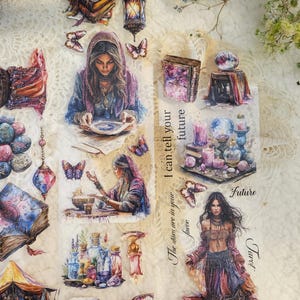 Fortune Teller, cinta adhesiva PET, tinta Crystal, 7 cm de ancho / Scrapbooking, tarjetas, Art Journaling, Bullet Journal, Junk Journal