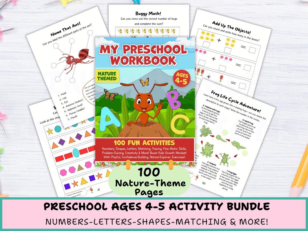 Preschool Nature Activity Bundle Printable Educational Worksheet Pdf ...
