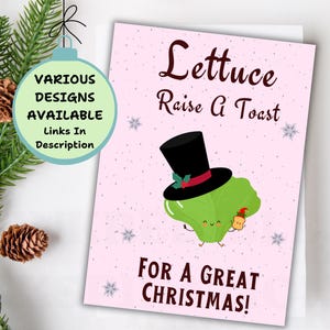 Funny Christmas Card Food Pun Holiday Greeting Printable Lettuce Pun Digital Download Quirky Festive Humor Vegetable Cartoon Unique Gift
