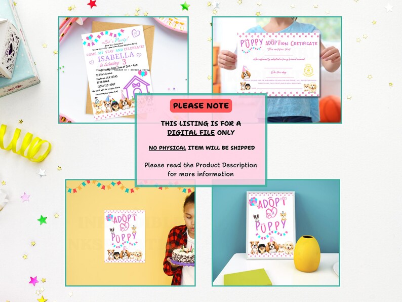Puppy Party Printable Dog Birthday Bundle Adopt Puppy Set Kid Party ...