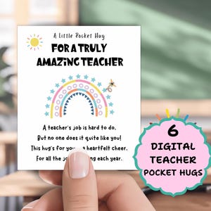 Umarmung für Lehrer für Klassenzimmer Wertschätzung Geschenk für Erzieher Ende Jahr Dankeschön Hinweis von Schüler Geschenkidee druckbare Karten Instant