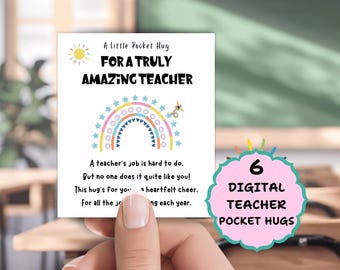 Umarmung für Lehrer für Klassenzimmer Wertschätzung Geschenk für Erzieher Ende Jahr Dankeschön Hinweis von Schüler Geschenkidee druckbare Karten Instant