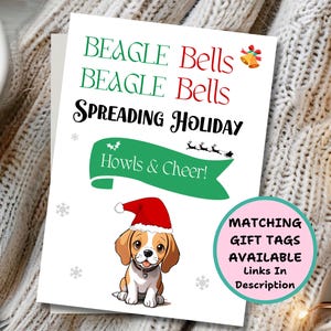 Funny Pet Greeting Santa Beagle Card Dog Christmas DIY Holiday Printable Cartoon Puppy Download Digital Beagle Lover Gift Unique Animal Card