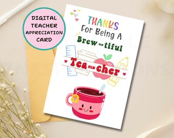 Teacher Appreciation Week Teacher Appreciation Card Digital Download Teacher Gifts End Of Year Printable End Of Year Teacher Gift