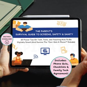 Guide de sécurité sur Internet pour les enfants Ressource de protection en ligne PDF à téléchargement numérique Conseils de sécurité pour les parents Guide technique Gestion du temps passé devant un écran