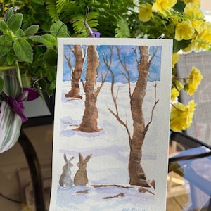 Watercolor Snowbunny unframed