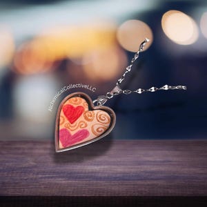 Heart Watercolor Resin Pendant Necklace