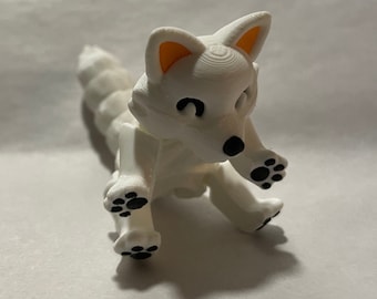 Articulating Snow Fox Fidget Toy: Poseable Desk Decor