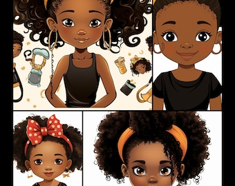 Little African American Girl MidJourney Art