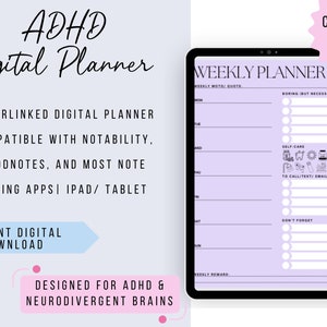 ADHD Digital Planner, Planner For ADHD, ADHD Printable Planner, Neurodivergent Digital Planner, Adhd Planner, Adhd Planner For Adults