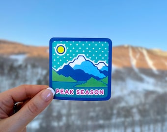 Ski Sticker, Valentines Gift for Skiers Snowboarders, Water Bottle Sticker, Helmet, Mountain, Waterproof, Snow Skiing, Ski trip gift