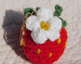 Strawberry Keychain- Crocheted Accessory- Customizable - Gifts for Friends/Family
