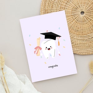 Carte dentaire mignonne pour les étudiants diplômés Carte de jeu de mots pour la carte de remise des diplômes pour les étudiants en médecine dentaire Félicitations Assistant dentaire pour la célébration drôle