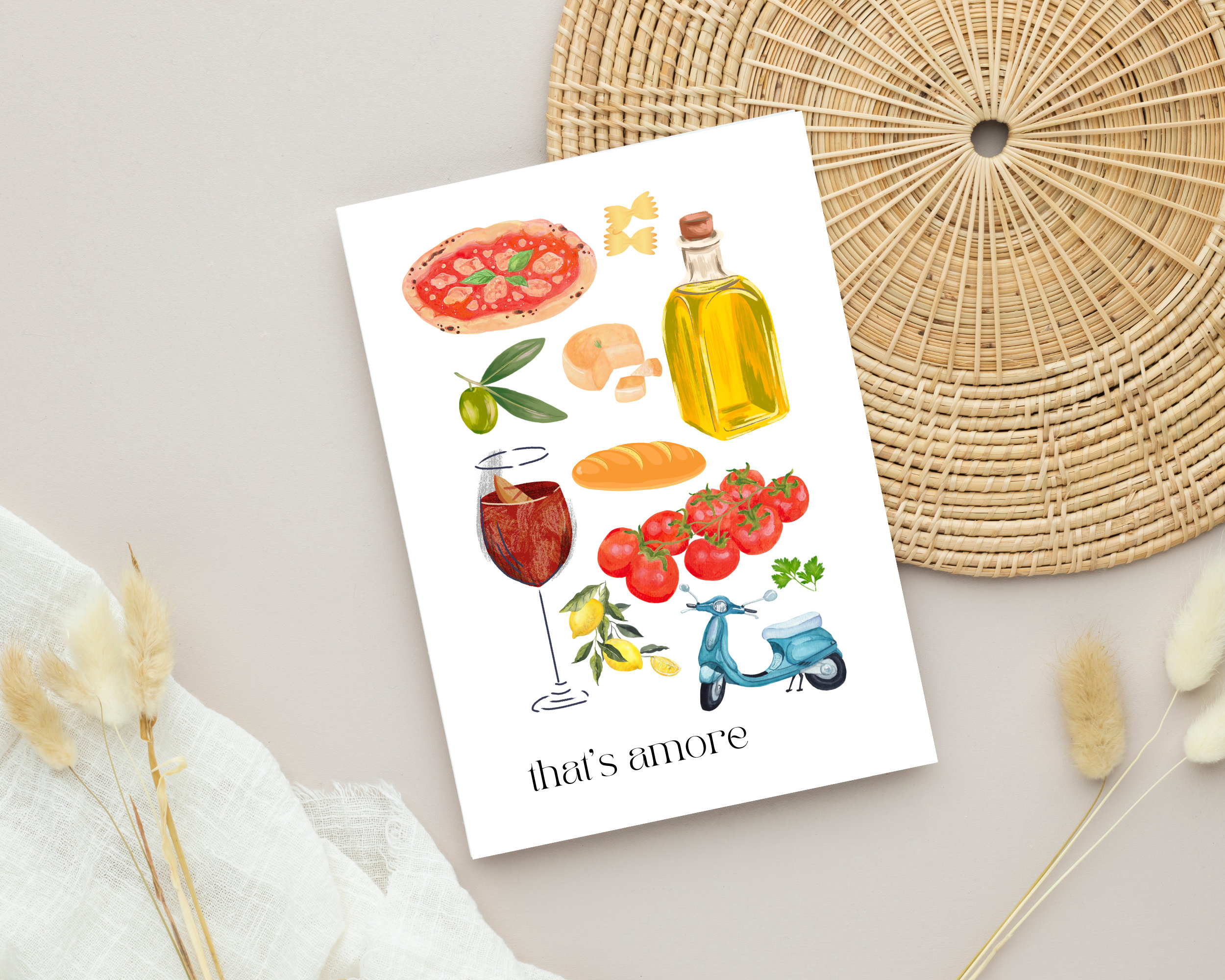 Italy Themed Birthday Card for Friends Thank You Card Italian Etsy