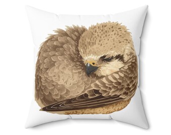 Cozy Hawk Pillow, Bird Lover Gift, Home Decor, Nature Cushion, Rustic Living Room Accent, Cute Animal Decor