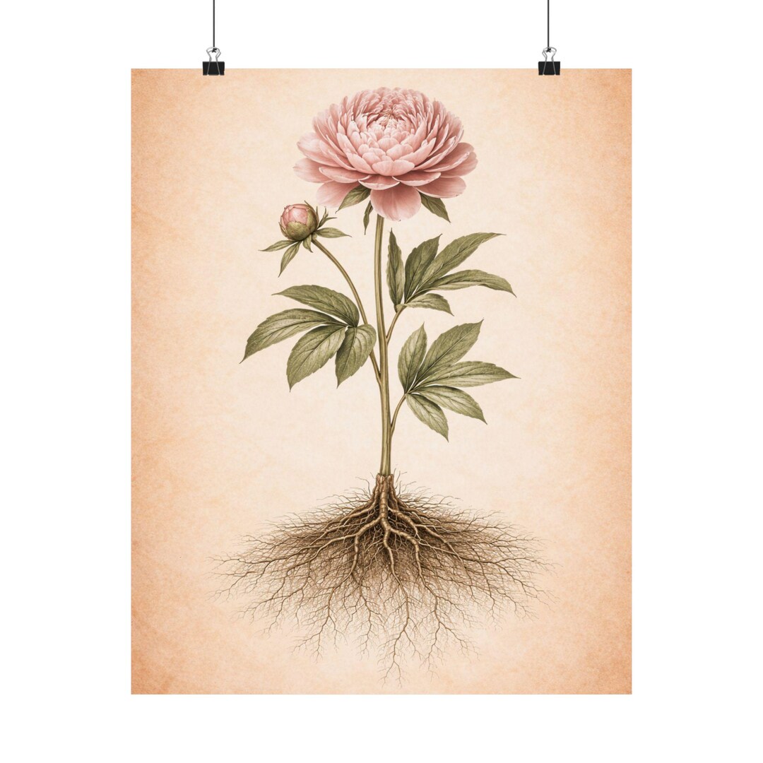 Botanical Study Poster Peony Flower Print, Pink Floral Botanical Wall ...