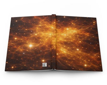 Amber Starfield Galaxy Dust Journal, Warm Cosmic Notebook, Starry Writing Diary, Cozy Gift