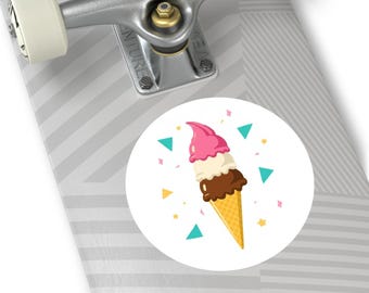 Retro Ice Cream Vinyl Sticker | Whimsical Dessert Art, Fun 50s Design