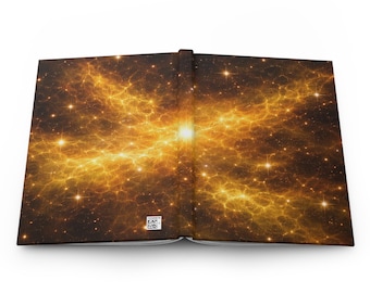 Golden Galaxy Journal, Yellow Nebula Notebook, Cosmic Writing Diary, Space Gift