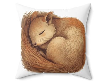 Cozy Squirrel Pillow, Cute Animal Decor, Home Accents, Gift for Nature Lovers, Nursery Pillow, Woodland Theme