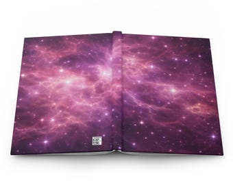 Rose Nebula Galaxy Dust Journal, Romantic Starry Notebook, Cosmic Writing Diary, Gift Idea