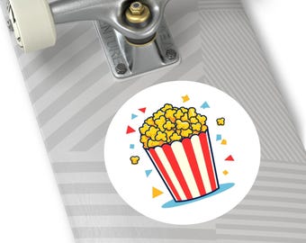 Autocollant rétro en vinyle pour pop-corn | Art de casse-croûte fantaisiste, design amusant des années 50