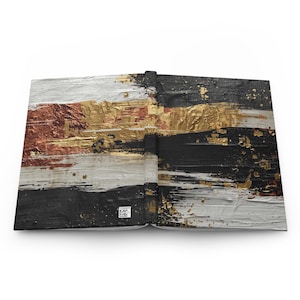 Metallic Brush Strokes Journal, Bold Painterly Notebook, Gold & Copper Diary, Gift for Artists