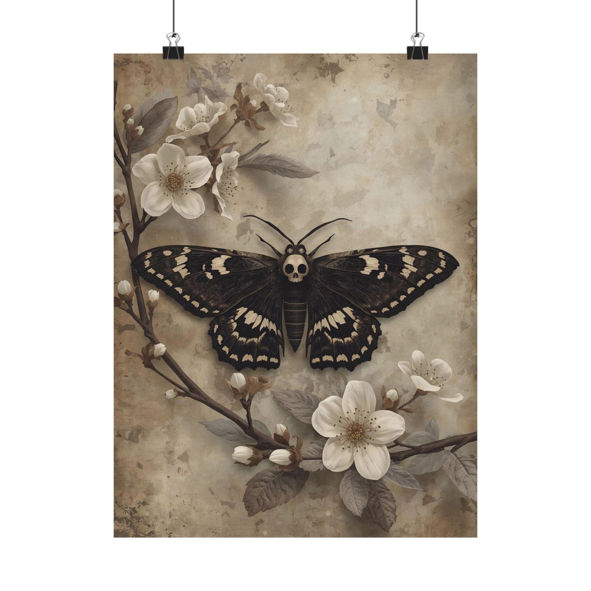 Gothic Insect Soft Goth Moth Wall Art Print, Gothic Insect Poster, Dark Nature Decor ...