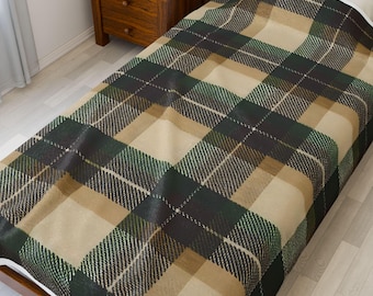 Olive and Brown Plaid Blanket, Rustic Cabin Throw, Woodland-Inspired Cozy Gift