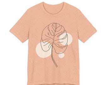 Camiseta Monstera Flow, camiseta con arte lineal botánico, camiseta minimalista con plantas, regalo para amantes de la naturaleza