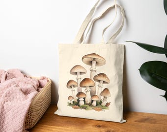Forest Fungus Variety Plate Tote Bag | Mushroom Naturalist Art | Eco Forest Gift