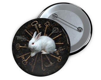 Ghost Rabbit Pin | Gothic Bunny Badge, Dark Whimsical Gift, Soft Pastel Goth Accessory