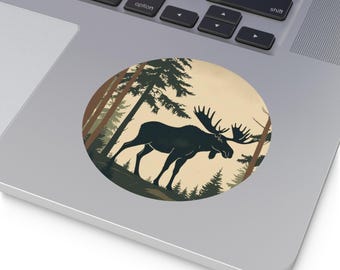 Vinilo adhesivo de silueta de alce / Calcomanía rústica de vida silvestre, aventura al aire libre, regalo natural