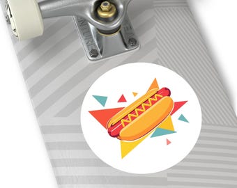 Retro Hot Dog Vinyl Sticker | Fun Foodie Art, Zany 50s Design, Eco-Friendly