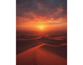 Desert Sunset Wall Art Poster, Sand Dune Landscape Print, Warm Earthy Home Décor, Gift