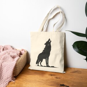 Wolf Cotton Canvas Tote Bag | Reusable Eco-Friendly Bag | Outdoor & Nature Lover Gift